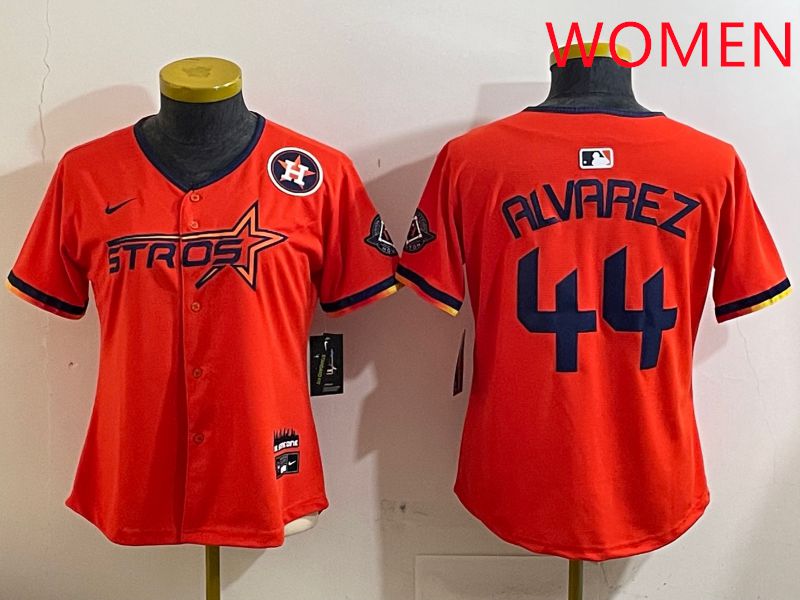 Women Houston Astros #44 Alvarez Orange Three generations Joint Name 2025 Nike MLB Jersey style 4126->women mlb jersey->Women Jersey